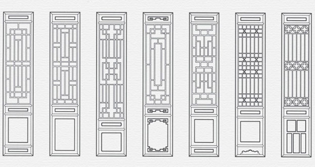 邢台常用中式仿古花窗图案隔断设计图