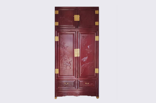 邢台高端中式家居装修深红色纯实木衣柜
