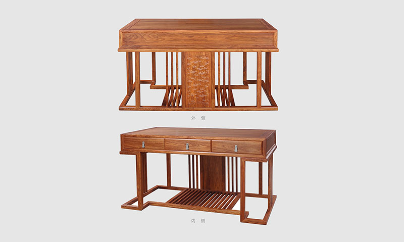 邢台 别墅中式家居书房装修实木书桌效果图